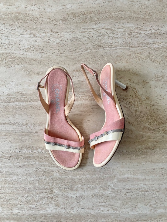CHANEL Shoes - Vintage Chanel Crystal Star CC Sandal Heels